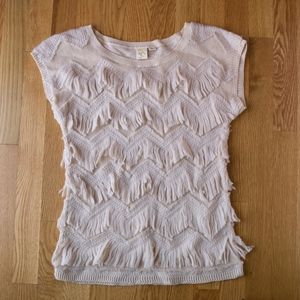 Anthropologie Yellow Bird Fringe Sweater Tee